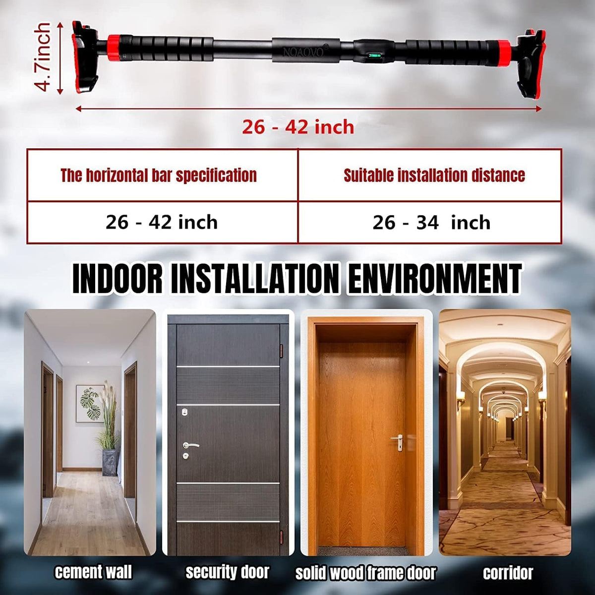 Adjustable Heavy Duty Doorway Pull-Up Bar