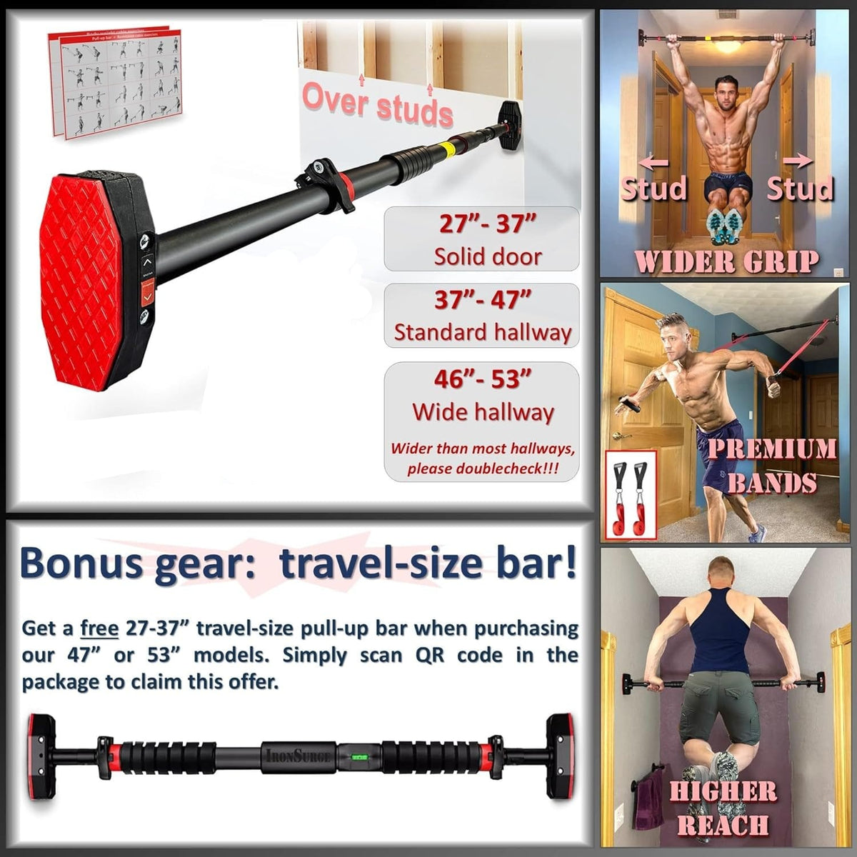 Pull Up Bar for Hallway or Doorway