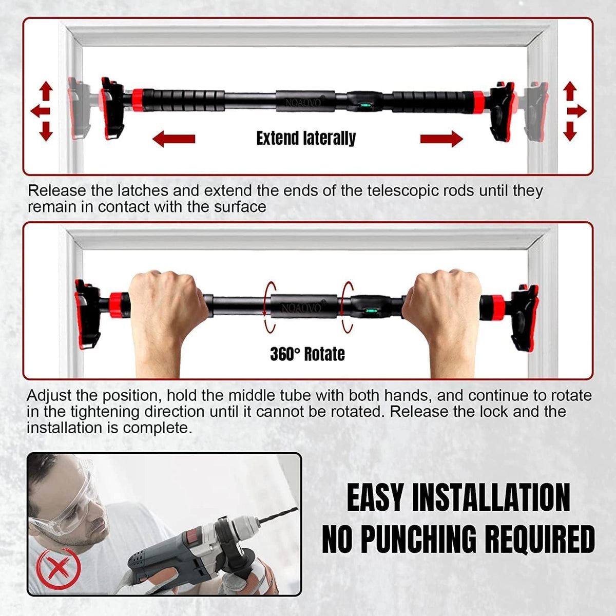 Adjustable Heavy Duty Doorway Pull-Up Bar