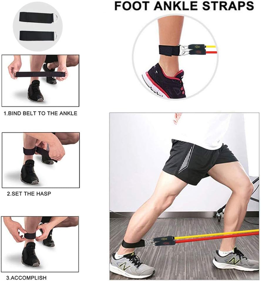 Foot ankle straps panel: bind the belt to the ankle, set the hasp and start the exercise.