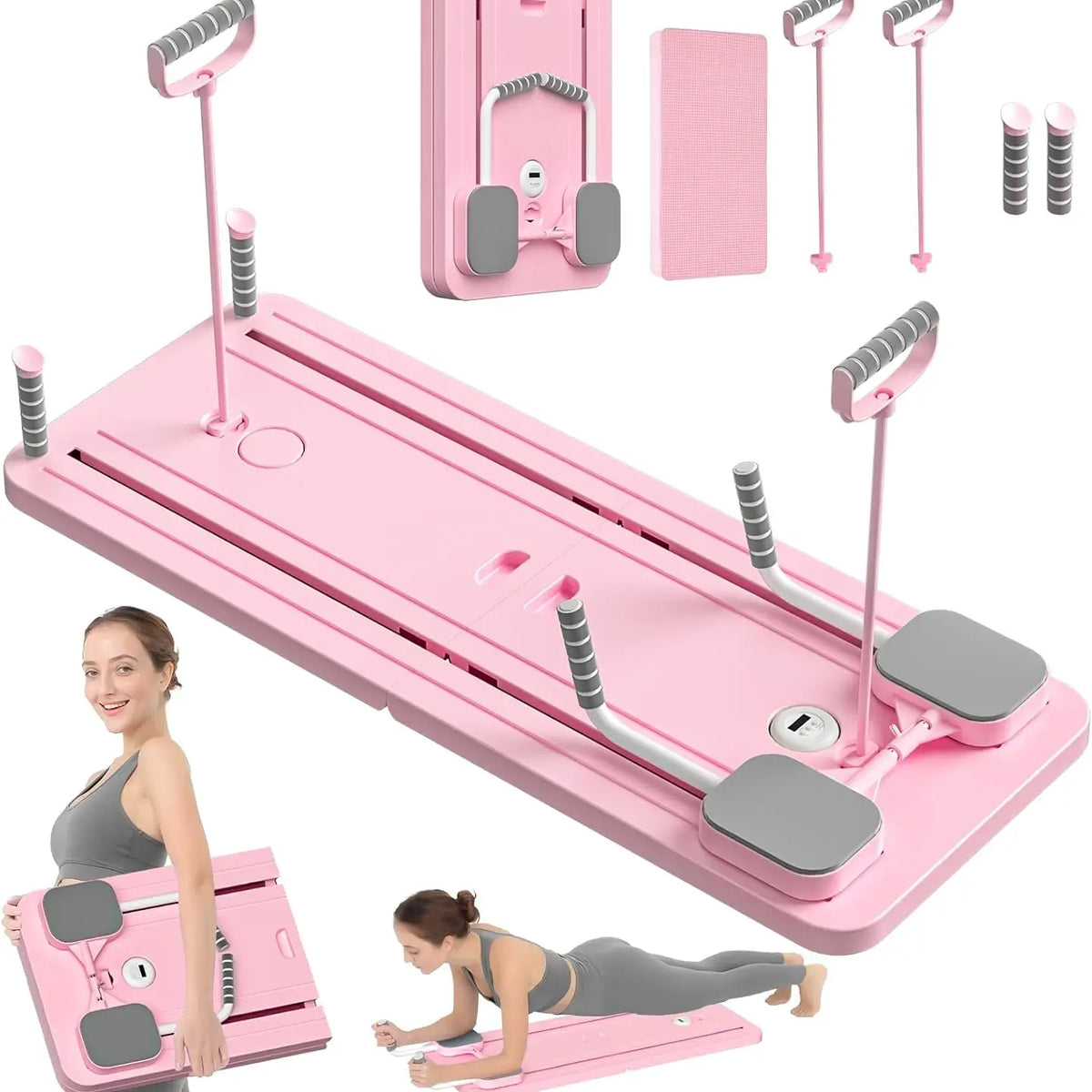 Portable Pilates Reformer Board in pink