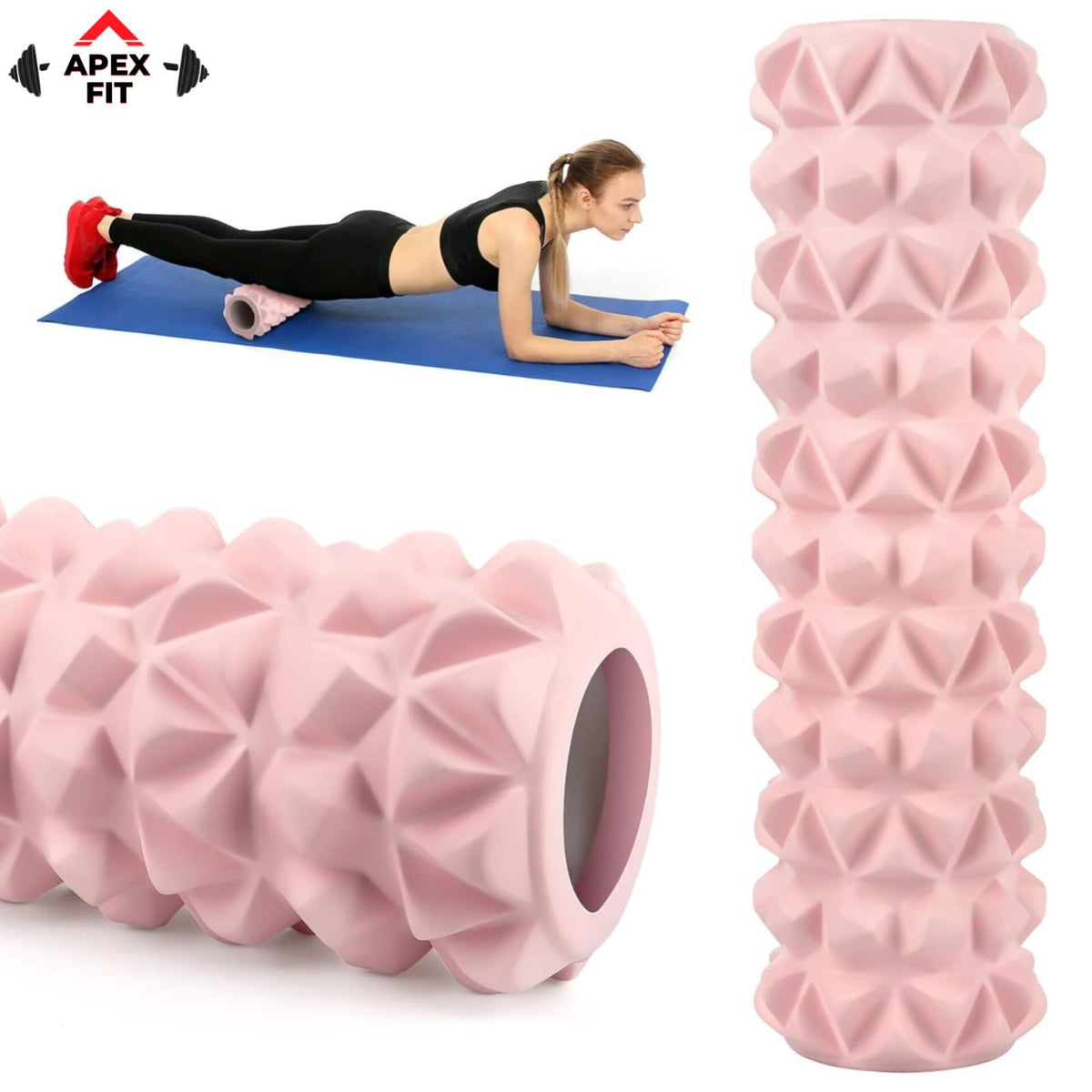 Trigger point foam roller with raised pyramid nodules