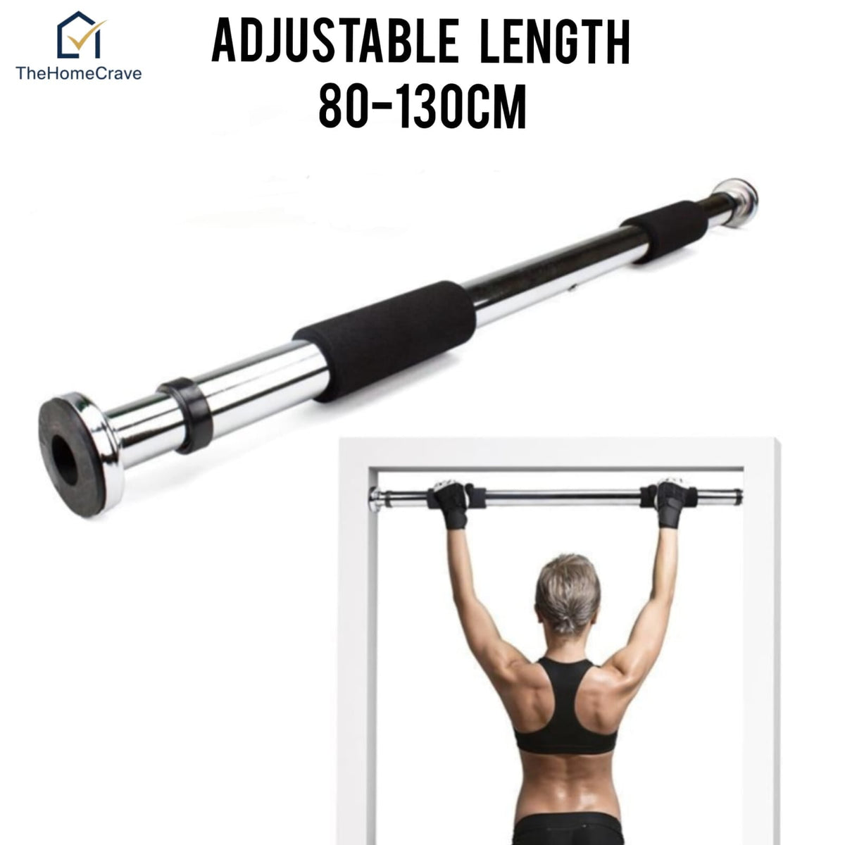 Iron doorway gym bar, 80 to 130cm