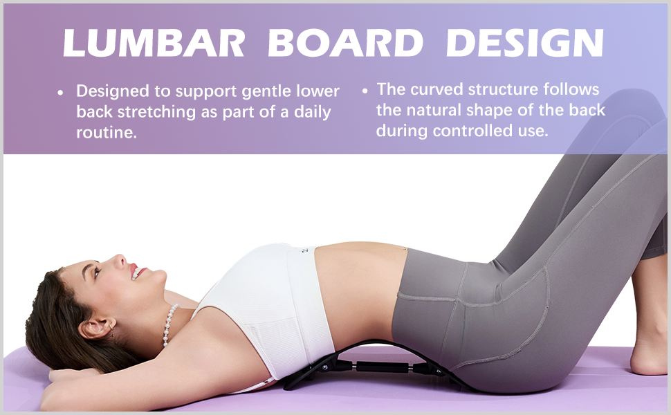 Lumbar board design panel: the curved structure follows the natural shape of the back.