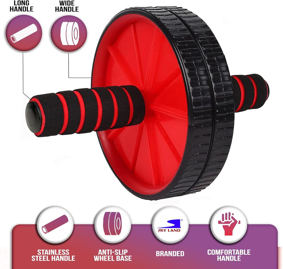 Long handle and wide handle comparison for the Apex Fit ab roller.