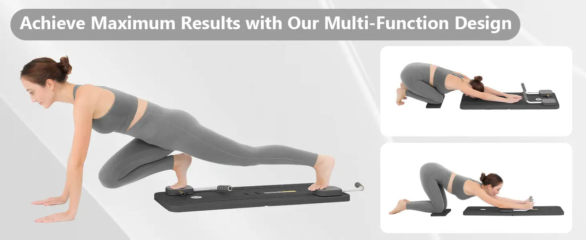 Achieve maximum results with our multi-function design panel for the Pilates reformer board.