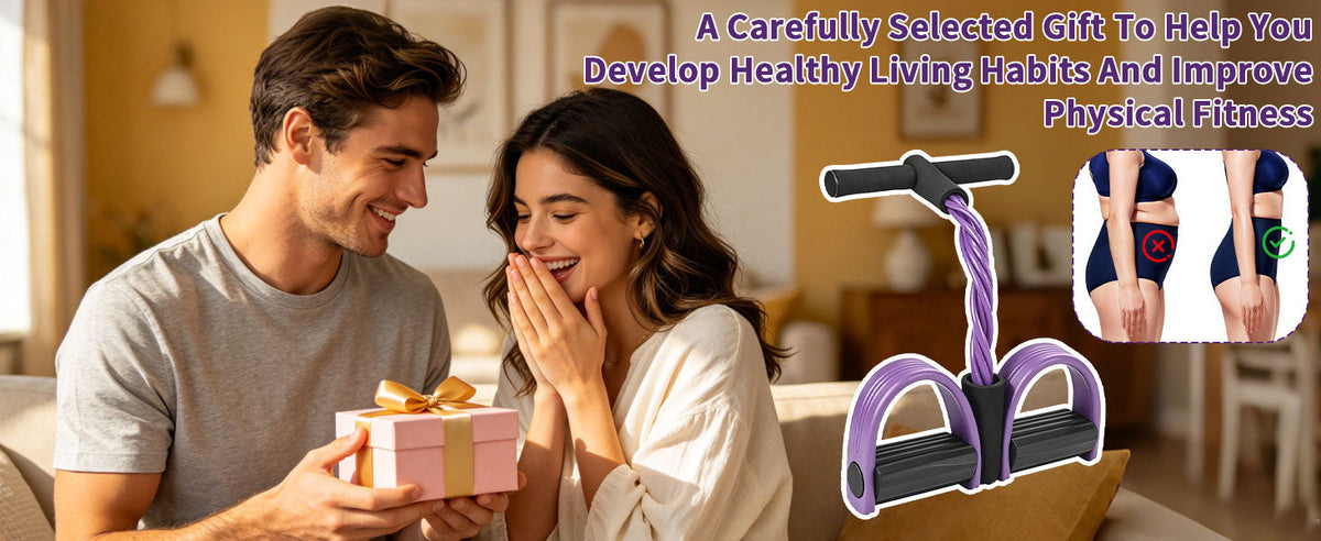 A couple at home with the Apex Fit silicone tummy trimmer bands.