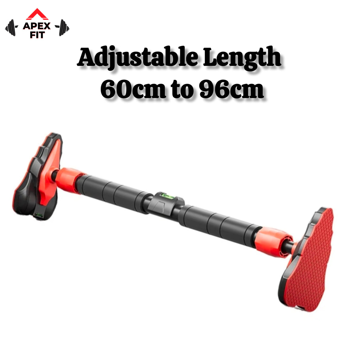 Model 4 of the Apex Fit pull-up bar, adjustable in length from 60 cm to 96 cm, shown against a white background.